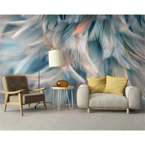Decorative wallpaper Small fresh style feather background wall painting