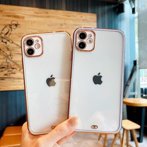 Two-color Electroplating Bumper Transparent Phone Case For iPhone 12 11Pro Max XR X XS Max 7 8 Plus Soft TPU Shockproof coque