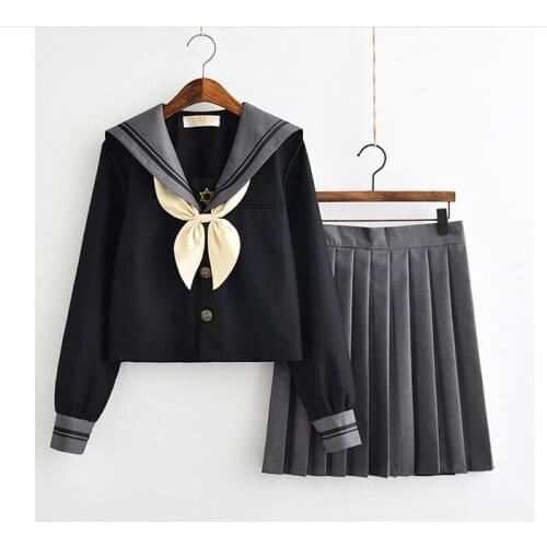 Fedex 50pcs Japanese School Uniform For Girls Kawaii Lolita Sailor Uniforms Cosplay Costumes Long Sleeve Shirt Pleated Skirt Set