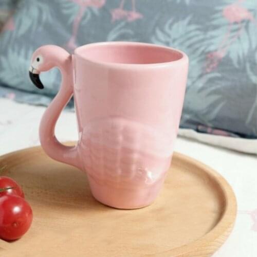 Flamingos Bird Teapots Cups 3D Animal Super Beauty ins Girl Pink Ceramic Cute Animal Coffee Mug Tea Pot Cup Birthday Xmas Gift