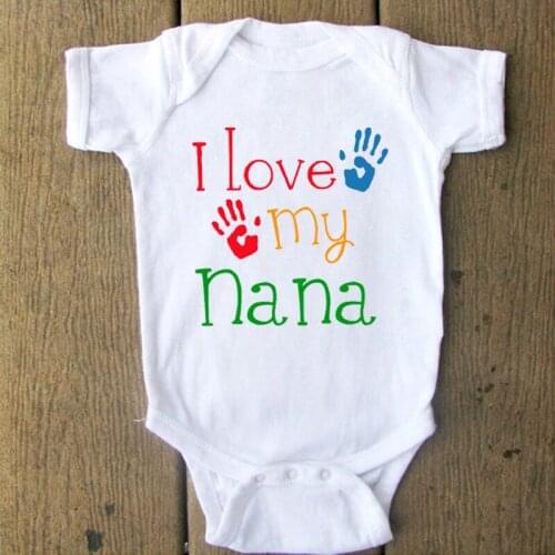 I Love My Nana Cute Printing Baby Onesie Funny Cotton Baby Boy Girl Short Sleeve Rompers Outfits Summer Baby Clothes 0-24M