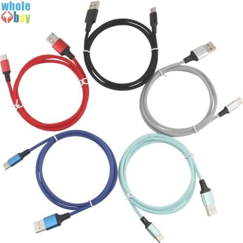 300pcs/lot Charger Cable 1m Straight Braided Fabric Type C 8pin Micro USB 5pin Data Sync Charger Cable for IPhone X Huawei Sony