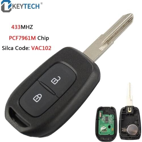 OkeyTech New Styling 433mhz With PCF7961M HITAG AES Chip 2 Buttons Remote Car Key VAC102 Blade For Renault Sandero II 2016