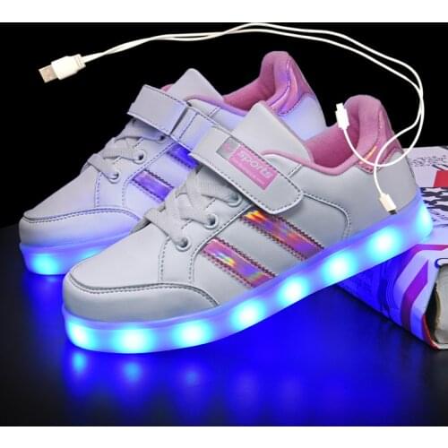 2020 Hot High Quality Light Up Shoes Led Kids Sneakers for Boy girl Lighted USB rechargeable children Luminous Shoe with 7 color