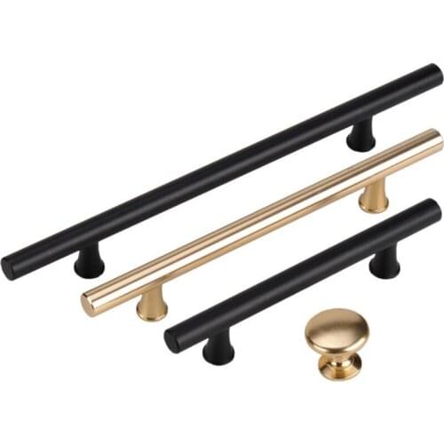 LCH Modern Solid Aluminium Alloy Cabinet Handle Hole Pitch 96 128 160 192 224mm Cupboard Handle Black Gold Drawer Pull Knobs