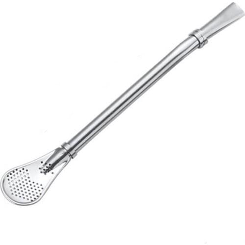 304 Stainless Steel Straw Spoon Creative Reusable Drinking Milk Tea Juice Spoon Strainer Restaurant KTV Bar Straw Filter Spoons