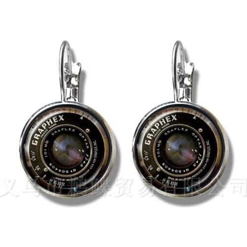 Fashion Stud Earrings Camera Lens Jewelry Handmade Art Silver Plated Earrings For Wome Girls Wonderful Gift