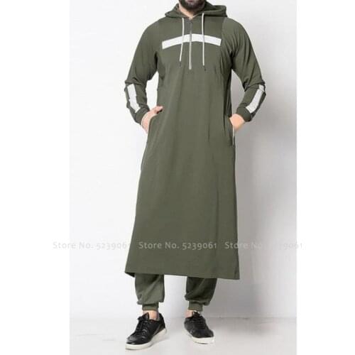 Men Jubba Thobe Arabic Islamic Clothing Muslim Dress Saudi Arabia Long Robe Abaya Dubai Loose Blouse Kaftan Sweater Hoodies Tops