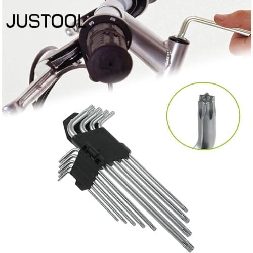 JUSTOOL 9PCS Metric Star Torx Set Hex Key L Allen Wrench Screwdriver Drill Bit T10 T15 T20 T25 T27 T30 T40 T45 T50 Repair Tools