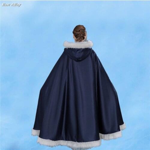 Navy Blue Full Length Medieval Cape Cover Up Bridal Cloak Wedding Jacket Cloak Shawl Cape