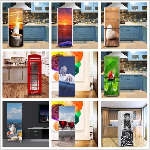 3D Wallpaper Refrigerator Refurbish Sticker Adhesive Waterproof PVC Wall Poster For Kitchen Fridge Home Design Decor Mural Decal