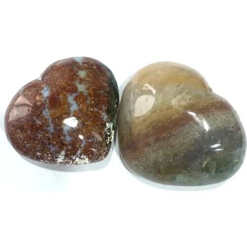 Natural Colourful Ocean jasper Heart Shaped Quartz Crystals Agate Heart Stone Healing Crystals Stones