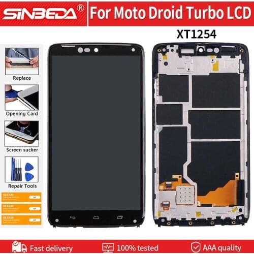 Original LCD For Motorola Moto Droid Turbo XT1254 XT1225 Display Touch Screen With Frame Digitizer Assembly For Moto Maxx LCD
