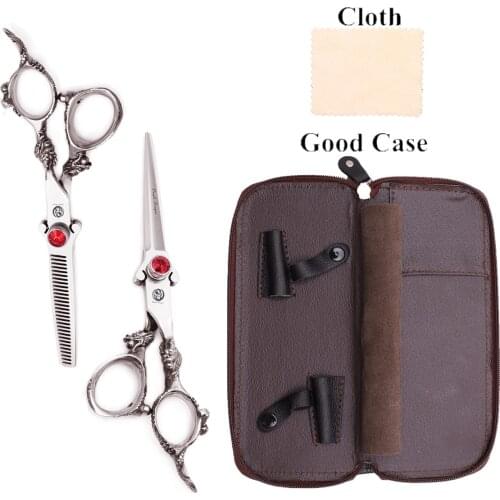 Hairdressers Scissors 5.5" 6" Japan 440C Dragon Handle Hair Cutting Scissors Set Barber Thinning Shears 9007# Razor Edge Series