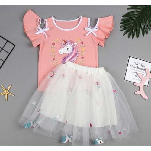 2021 Girls Summer Unicorn Dress Birthday Gift for Little Girls Colorful Party Clothes Mini Princess Kids Dresses for Girls