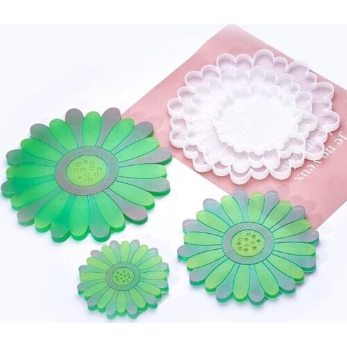 Sunflower Coaster Resin Molds Floral Shape Tray Epoxy Resin Molds Flower Resin Casting Tea Mat Coaster Resin Molds Kit