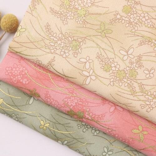 Pink Japanese Bronzing Butterfly Cotton Fabric Cloth For Sewing Kimono Dolls & Bags Needlework Patchwork
