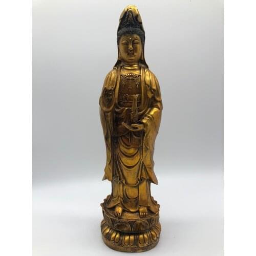 Collect China Fine Workmanship Brass Sculpture Guanyin Buddha Metal Crafts Home Decoration#18