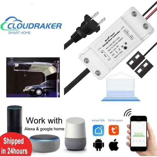 Cloudraker WiFi Tuya Smart Life Garage Door Opener Controller Works With Alexa Echo Google Home Siri No Hub Require