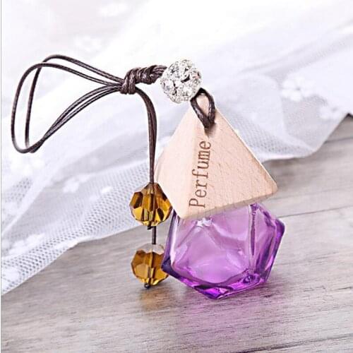 Glass Car Perfume Bottle with Wood Cap Empty Refillable Bottle Hanging Cute Air Freshener Carrier 100pcs