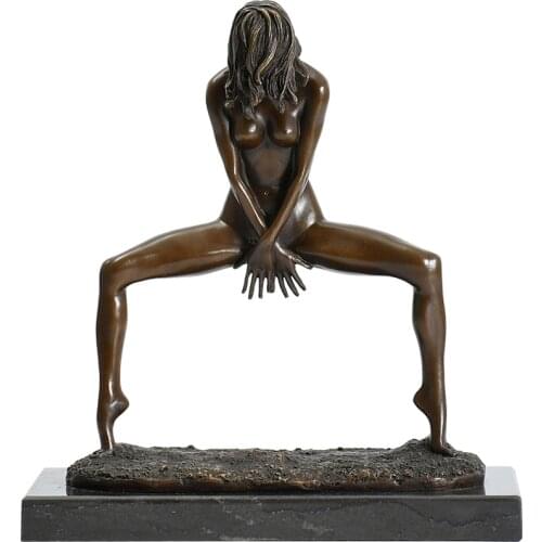 Nude Woman Dance Statue Sculpture Bronze Hot Sexy Western Girl Figurine Naked Female Vintage Art Home Decor