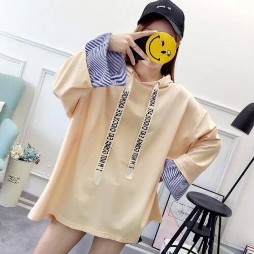 #2131 Spring Autumn Thin Cotton Hoodies Sweatshirt Woman Casual Loose Top Girl Long-sleeve Plus Size Sweatshirts Ladies Korean