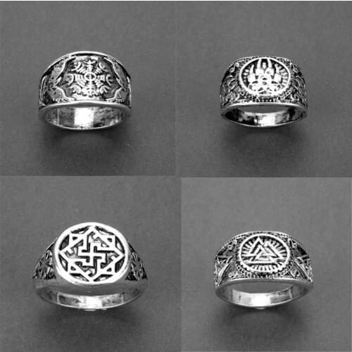 Gothic Nordic mythology Viking rune vintage rings Signet Ring Weddigg Norse Antique Badge fashion Men Women Jewelry ring