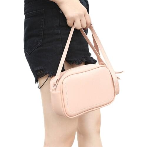 Women Solid Color Shoulder Bag Adjustable Strap Mini PU Leather Messenger Crossbody Bags