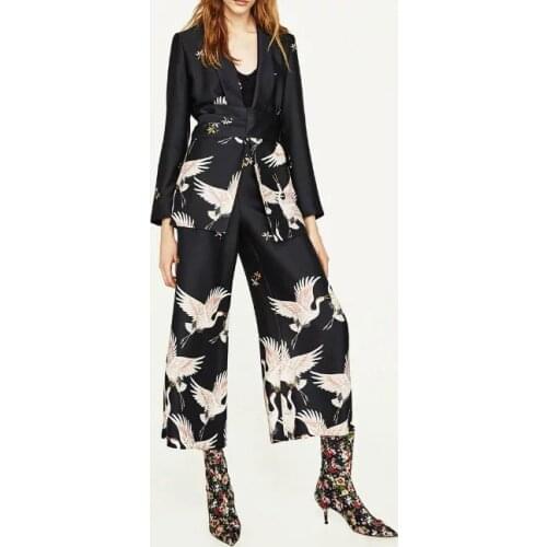 Summer Printed Women Vintage Kimono Sets Cardigan Blouse Elastic Pants Sets Long Sleeve Casual Two Piece Matching Set