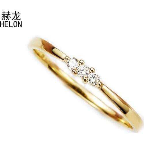 Solid 14k (AU585) Yellow Gold SI/H Round 100% Genuine Natural Diamond Engagement Ring Anniversary Women Trendy Fine Jewelry Ring