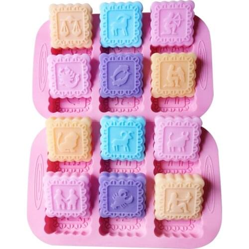 12 constellation mold silicone cake mold handmade soap jelly pudding chocolate mold moon cake silicone mold