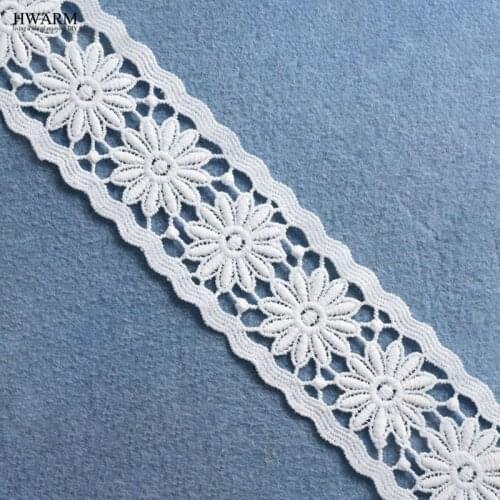 5yard 5cm white hollow lace fabric trim ribbon weddding decoration for home garment accessories Milk silk watersoluble embroided