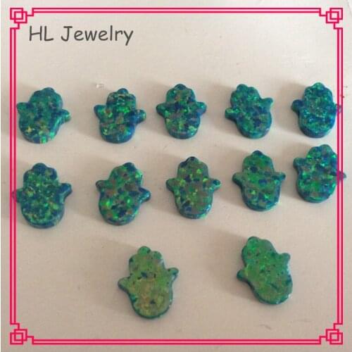 50PCS/Lot OP02 Marine Color Hamsa Opal 11*13MM Synthetic Opal Hamsa Hand