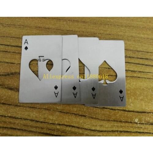 500pcs/lot Fast Shipping Stainless Steel A Poker Playing Card of Spades Bar Tool Soda Beer Bottle Cap Opener