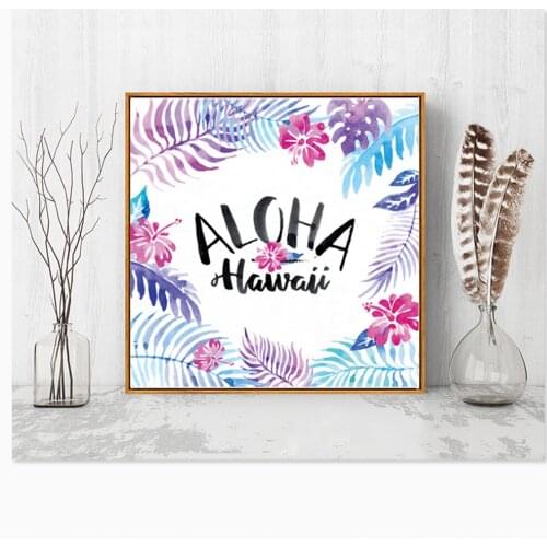 Unframed Abstract Canvas Painting Wall Art Aloha Hawaii Tropic Leaves Flower Home Decoration Canvas Pictures For Room LZ344