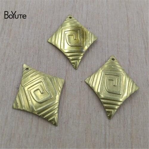 BoYuTe 100Pcs 3 Colors 26*20MM Metal Brass Stamping Geometric Pendant Charms for Jewelry Making