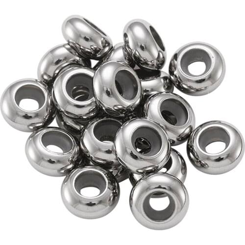 10pcs Stainless Steel Stopper Beads Slider Spacer Beads for headwear Necklace Bracelet DIY Jewelry Making Findings 8x4mm