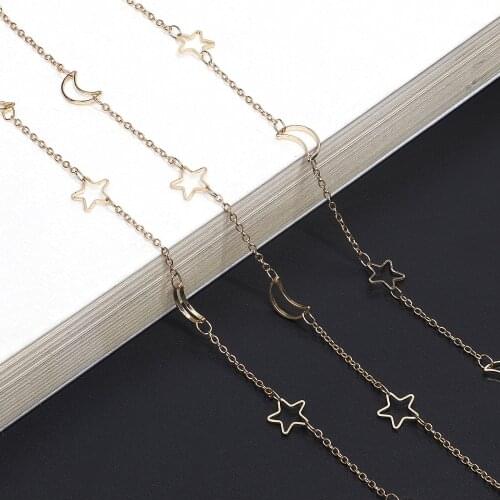 70cm Metal Star Moon Glasses Chain Reading Sunglasses Necklace Eyeglass Lanyard Rope Glasses Chain Women Men Eye Wear Accessorie