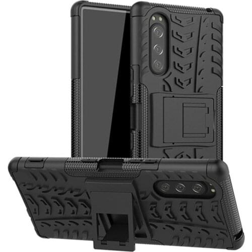 For Sony Xperia 5 Case Luxury PC + TPU Back Cover Stand Armor ShockProof Case For Sony Xperia 5 Sony 5 Sony5 Full Phone Case