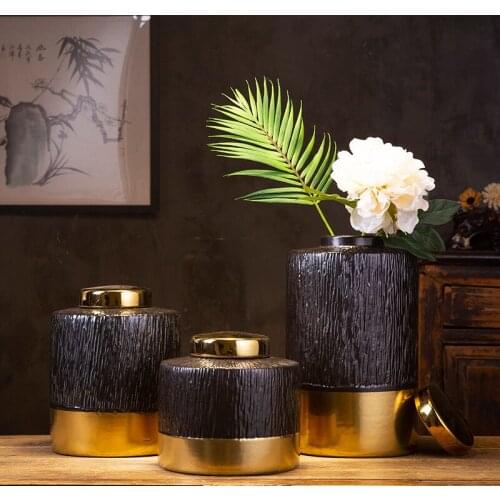 Flower Vase Nordic Decoration Home Black Ceramic Vase For Wedding Decoration Hydroponic Flower Pot Delicate Tabletop Vase ZHP014