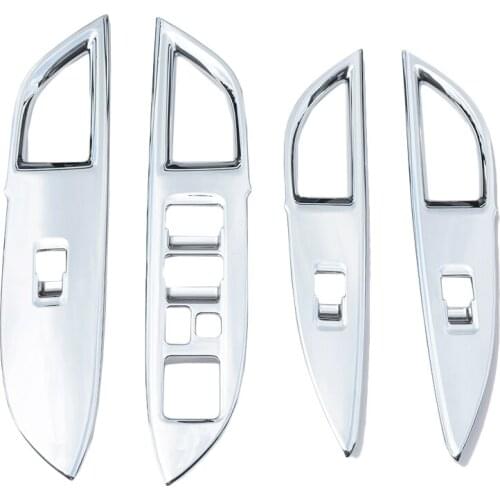 4pcs / set Chrome Door Armrest Window Lift Switch Cover Trim For Mitsubishi Outlander 2013 2014 2015 2016 2017