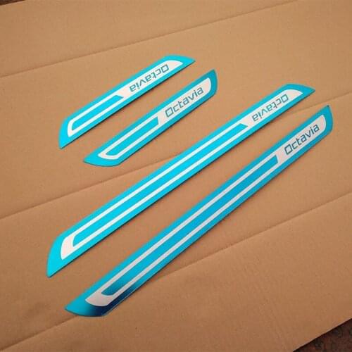 For Skoda Octavia A5 A7 2007-2012 2013 2014 2015 2016 4pcs/set Car accessories Car-styling Stainless steel Door Sill scuff Plate