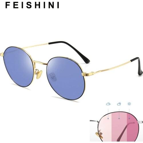 FEISHINI Oval Computer Goggles Women Day And Night Driving Glasses Ladies Vintage Polarized Sunglasses Man Photochromic UV400