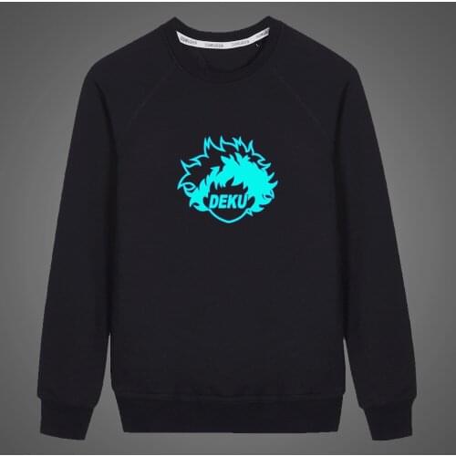 Fluorescent Luminous Anime My Hero Academia Children Sweatshirt 2019 Men Autumn Coat Unisex Hoodie boy Casual Crewnecks