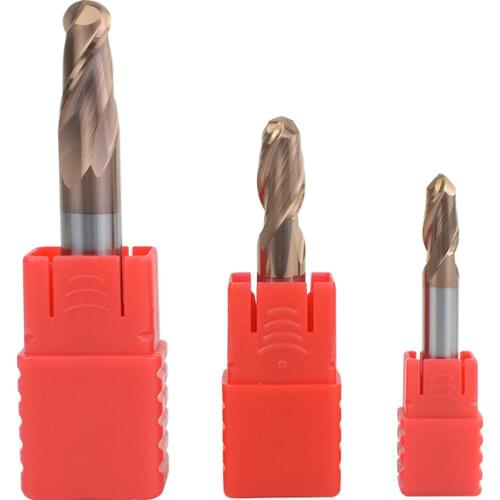 CNC milling Ball Nose End Mills metal milling cutter 2 flute carbide end mill 1 2 4 5 6 8 10 12mm tungsten steel alloy coating