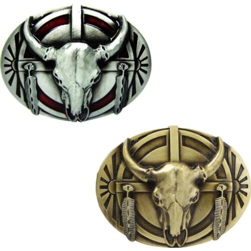 Western Cowboy Belt Buckle Metal Bull Skull Longhorn Buffalo Buckle Silver Gold Color Cool Jeans Belt Accessories Buckle