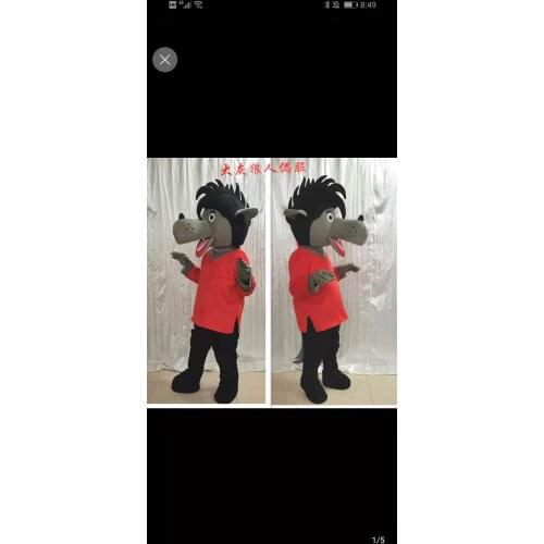 RED Long Fur Husky Wolf Dog Mascot Costume Cosplay Dress Outfit Fursuit Xmas