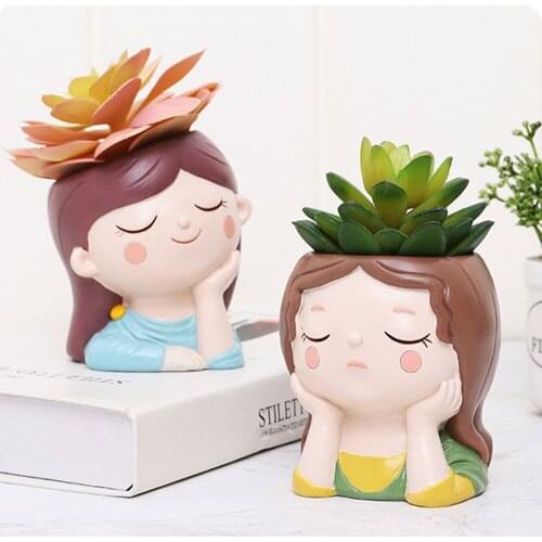 Creative Plant Pot Flower Vase Art Design Santa Claus Cartoon Human Face Sculpture Plant Flower Pot Potted Plant Desk Decoration