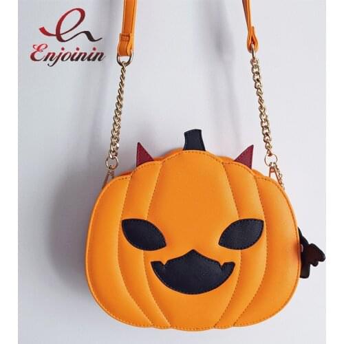 Halloween Cute Pumpkin Shape Womens Shoulder Bag Daily Casual Girls Crossbody Bag Chain Purse for Female Clutch Bag Handbag