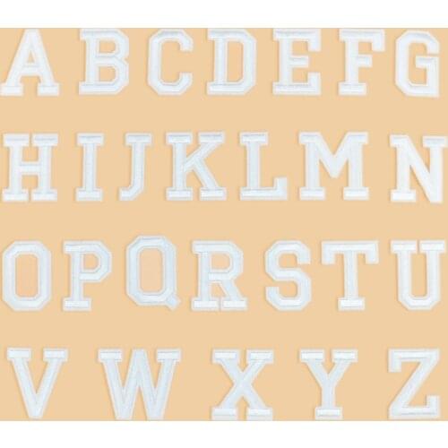 1PC large White English letters Patches for Clothes Embroidery Appliques Child Women Clothing Accessories Badge